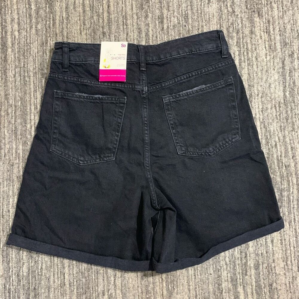 Brand New So Kohls Juniors Size 9 Washed Black High Waisted Shorts 8" Inseam